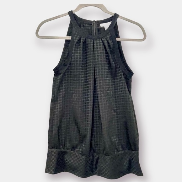 Calvin Klein Black on Black Polka Dot Halter Racerback Blouse Top Size XS - Picture 1 of 7